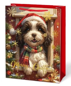 SAC CADEAU MOYEN - CHIEN DE NOËL